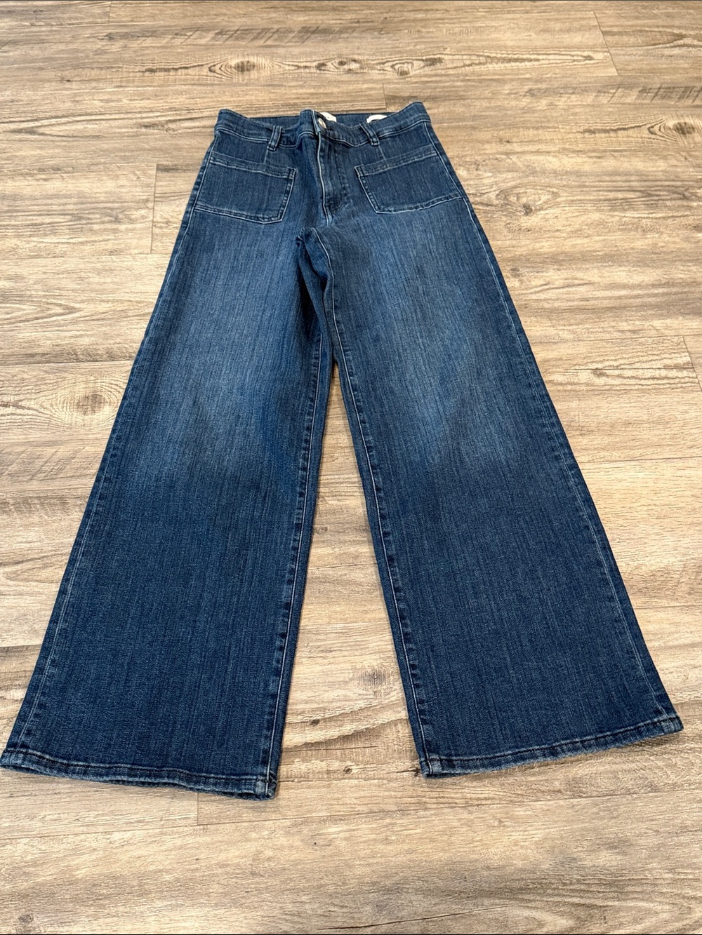 FRAME Le Slim Patch Pocket Palazzo Jeans Thunderstorm Comfort Stretch Denim 27 - Picture 4 of 12